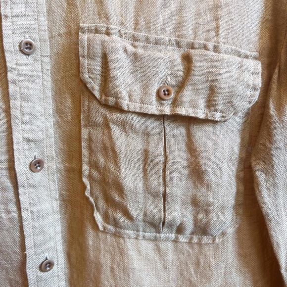 Ralph Lauren 100% Linen Tan Long Sleeve Button Down Women's Shirt Size 6 - Picture 7 of 7